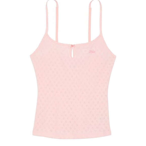 NWT Victoria Secret PINK Cotton Heart Pointelle Cami - Small - Picture 2 of 4